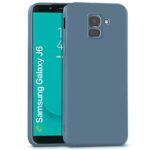 Slim Ultra Soft Rubberised Back Cover for Samsung Galaxy J6 | Inner Velvet Fabric Lining | Matte Silicone Flexible Camera Protection Back Case - Sky Blue