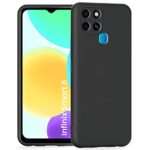 Back Cover for Infinix Smart 6 | Ultra Slim Soft Rubberised Case | Inner Velvet Fabric Lining | Matte Silicone Flexible Mobile Case | Camera Protection - Black