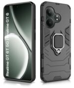 Shock Proof Back Case Mobile Cover for Realme GT 6T 5G | Realme GT 6 | Back Cover Case (Tough Armor | Hybrid PC + TPU | Ring Holder & in-Built Kickstand | Black) - Image 5