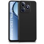 Back Cover for Realme Narzo N63 | Realme C63 4G | Ultra Slim Soft Rubberised Case | Inner Velvet Fabric Lining | Matte Silicone Flexible Mobile Case | Camera Protection - Black