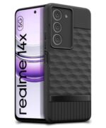 kelpuj Back Cover for Realme 14x 5G | Realme Narzo 80x | P3x with Hexa Cube Design | Ultra Slim Soft Case | Velvet Fabric | Matte Silicone Flexible Mobile Case | Camera Protection - Black - Image 3