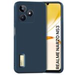 Back Cover for Realme Narzo N53 | Realme C53 | Realme C51 | Camera Bump Protection & Inner Velvet Fabric Lining | Ultra Slim Matte Soft Rubberised Case Cover (Pitch Blue)