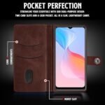 Shock Proof Flip Cover Back Case for Vivo Y21 | Magnetic Wallet Leather Case with Stand - Image 5