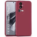 Back Cover for Oppo Reno 10 Pro Plus | Ultra Slim Soft Rubberised Case | Inner Velvet Fabric Lining | Matte Silicone Flexible Mobile Case | Camera Protection - Maroon Wine Red