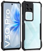 Shock Proof Clear Back Case Mobile Cover for Vivo V30 Pro (Hard | Hybrid PC + TPU | Full Armour Device & Camera Protection | Black) - Image 5