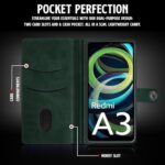 Shock Proof Flip Cover Back Case for Mi Redmi A3 | Magnetic Wallet Leather Case with Stand - Image 6