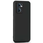 Ultra Slim Soft Rubberised Back Cover Case for Oppo Reno 7 5G | Inner Velvet Fabric Lining | Matte Silicone Flexible Camera Protection Back Cover - Black - Image 3