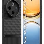 Back Cover for iQOO Z10 5G | Vivo T4 5G with Hexa Cube Design | Ultra Slim Soft Rubberised Case | Inner Velvet Fabric | Matte Silicone Flexible Mobile Case | Camera Protection - Black