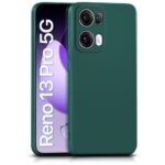 Back Cover for Oppo Reno 13 Pro 5G | Ultra Slim Soft Rubberised Case | Inner Velvet Fabric Lining | Matte Silicone Flexible Mobile Case | Camera Protection - Green