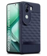 Back Cover for iQOO Z9s 5G | Vivo V40e 5G with Hexa Cube Design | Ultra Slim Soft Rubberised Case | Inner Velvet Fabric | Matte Silicone Flexible Mobile Case | Camera Protection - Blue - Image 4