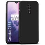 Ultra Slim Rubberised Back Case Cover for Oneplus 7 | Oneplus 6T | Inner Velvet Fabric Lining | Matte Silicone Flexible Camera Protection Back Case - Black