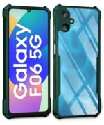 Shock Proof Clear Protective Back Case for Samsung Galaxy M06 5G | Galaxy F06 5G - AirEDGE Technology | 360 Degree Camera Protection | Transparent Hybrid Back Case Mobile Cover - Green - Image 3