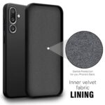 Back Cover for Samsung Galaxy M56 5G | Galaxy F56 5G | Ultra Slim Soft Rubberised Case | Inner Velvet Fabric | Matte Silicone Flexible Mobile Case | Camera Protection - Black - Image 3