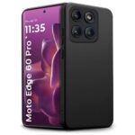 Back Cover for Motorola Moto Edge 60 Pro | Ultra Slim Soft Rubberised Case | Inner Velvet Fabric Lining | Matte Silicone Flexible Mobile Case | Camera Protection - Black