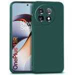 Back Cover for 1+ OnePlus 11R 5G | Ultra Slim Soft Rubberised Case | Inner Velvet Fabric Lining | Matte Silicone Flexible Mobile Case | Camera Protection - Green