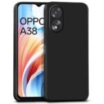 Slim Ultra Soft Rubberised Back Cover for Oppo A38 | Oppo A18 | Inner Velvet Micro Fibre Fabric Lining | Matte Silicone Flexible Camera Protection Back Case - Black