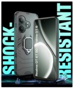 Shock Proof Back Case Mobile Cover for Realme GT 6T 5G | Realme GT 6 | Back Cover Case (Tough Armor | Hybrid PC + TPU | Ring Holder & in-Built Kickstand | Black) - Image 7