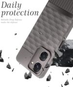 Back Cover for iQOO Z9 Lite | Vivo T3 Lite 5G | Y18t | Y18 | Y18e | Y03 | Y28s | Y37 with Hexa Cube Design | Inner Velvet Fabric | Matte Silicone Flexible Case | Camera Protection - Grey - Image 7