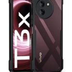 Thermoplastic Polyurethane Shock Proof Clear Protective Back Case for Vivo T3X 5G-Airedge Technology|360 Degree Camera Protection|Transparent Hybrid Back Case Mobile Cover-Black