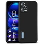 Ultra Slim Soft Rubberised Back Cover Case for Xiaomi Redmi Note 12 Pro Plus 5G | Inner Velvet Fabric Lining | Matte Silicone Flexible Camera Protection Back Case - Black
