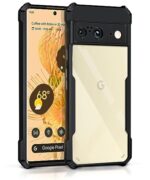 Shock Proof Clear Protective Back Case for Google Pixel 8 - AirEDGE Technology | 360 Degree Camera Protection | Transparent Hybrid Back Case Mobile Cover - Black