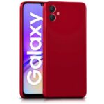 Back Cover for Samsung Galaxy F05 | M05 | A05 | Ultra Slim Soft Rubberised Case | Inner Velvet Fabric Lining | Silicone Flexible Mobile Case | Camera Protection - Crimson Red