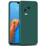 Back Cover for Infinix Note 12 Pro | Ultra Slim Soft Rubberised Case | Inner Velvet Fabric Lining | Matte Silicone Flexible Mobile Case | Camera Protection - Green