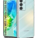 Crystal Clear Transparent Back Case Cover for Samsung Galaxy M55 5G | M55s 5G | F55 5G | Full Device & Camera Protection Shockproof TPU | Flexible Silicone Back Cover Case Transparent