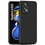 Back Cover for Xiaomi Redmi K50i | Ultra Slim Soft Rubberised Case | Inner Velvet Fabric Lining | Matte Silicone Flexible Mobile Case | Camera Protection - Black