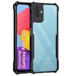 Shock Proof Clear Back Case Mobile Cover for Samsung Galaxy M13 5G (Hard | Hybrid PC + TPU | Full Armour Device & Camera Protection | Black)
