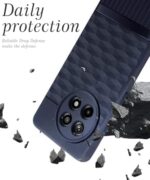 Back Cover for 1+ OnePlus 13R 5G with Hexa Cube Design | Ultra Slim Soft Rubberised Case | Inner Velvet Fabric | Matte Silicone Flexible Mobile Case | Camera Protection - Blue - Image 5