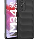 Ultimate Silicon Back Cover Case for Samsung Galaxy M34 5G | F34 5G Drop Protection Shockproof Bumper | Anti-Slip Grip | Scratch Proof Micro-Fibre Cloth Inside (Pitch Black)