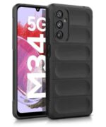 Ultimate Silicon Back Cover Case for Samsung Galaxy M34 5G | F34 5G Drop Protection Shockproof Bumper | Anti-Slip Grip | Scratch Proof Micro-Fibre Cloth Inside (Pitch Black)