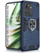 Shock Proof Back Case Mobile Cover for 1+ OnePlus 10R 5G | 10R Prime 5G | Back Cover Case (Tough Armor | Hybrid PC + TPU | Ring Holder & in-Built Kickstand | Blue)