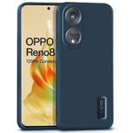 Slim Ultra Soft Rubberised Back Cover for Oppo Reno8 T 5G | Inner Velvet Fabric Lining | Matte Silicone Flexible Camera Protection Back Case ? Blue