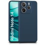 Back Cover for Redmi Note 14 SE 5G | Redmi Note 14 5G | Ultra Slim Soft Rubberised Case | Inner Velvet Fabric | Matte Silicone Flexible Mobile Case | Camera Protection - Blue
