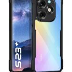 Shock Proof Clear Protective Back Case for Itel S23 Plus - AirEDGE Technology | 360 Degree Camera Protection | Transparent Hybrid Back Case Mobile Cover - Black