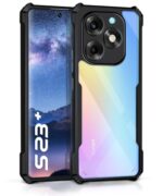 Shock Proof Clear Protective Back Case for Itel S23 Plus - AirEDGE Technology | 360 Degree Camera Protection | Transparent Hybrid Back Case Mobile Cover - Black