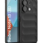 Ultimate Silicon Back Cover Case for Xiaomi Mi Redmi Note 13 5G | Military Grade Drop Protection Shockproof Bumper | Anti-Slip Grip | Scratch Proof Micro-Fibre Cloth Inside (Pitch Black)