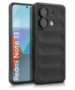 Ultimate Silicon Back Cover Case for Xiaomi Mi Redmi Note 13 5G | Military Grade Drop Protection Shockproof Bumper | Anti-Slip Grip | Scratch Proof Micro-Fibre Cloth Inside (Pitch Black)