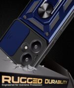 Tough Armor Bumper Mobile Back Case for Mi Redmi 13C 5G | Poco M6 5G | Sliding Camera Shield Cover | Shock Proof 360? Protection | Hybrid PC + TPU | Ring Holder with Kickstand ? Blue - Image 7