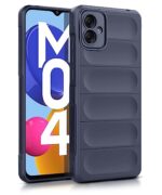 Ultimate Silicon Back Cover Case for Samsung Galaxy M04 4G | Military Grade Drop Protection Shockproof Bumper | Anti-Slip Grip | Scratch Proof Micro-Fibre Cloth Inside (Deep Blue)