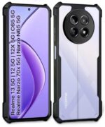 kelpuj Shock Proof Clear Protective Back Case for Realme 13 5G | Realme 12 5G | 12X 5G | Narzo 70x 5G | C65 5G | N65-360 Degree Camera Protection | Transparent Hybrid Mobile Cover - Black - Image 5