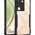 Shock Proof Clear Back Case Mobile Cover for Vivo Y200 5G (Hard | Hybrid PC + TPU | Full Armour Device & Camera Protection | Black)