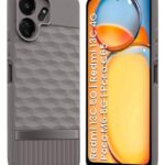 kelpuj Back Cover for Mi Redmi 13C 5G | Redmi 13C 4G | Poco M6 5G | Poco C65 | Hexa Cube Design | Inner Velvet Fabric Soft Case | Matte Silicone Flexible Mobile Case | Camera Protection - Grey