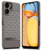 kelpuj Back Cover for Mi Redmi 13C 5G | Redmi 13C 4G | Poco M6 5G | Poco C65 | Hexa Cube Design | Inner Velvet Fabric Soft Case | Matte Silicone Flexible Mobile Case | Camera Protection - Grey