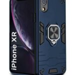 Shock Proof Back Case Mobile Cover for iPhone XR | Back Cover Case (Tough Armor | Hybrid PC + TPU | Ring Holder & in-Built Kickstand | Blue)