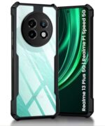 Shockproof Clear Protective Case for Realme P1 Speed 5G | Realme 13 Plus 5G - AirEDGE Technology | 360 Degree Camera Protection | Transparent Hybrid Back Case Mobile Cover - Earthy Black