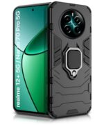 Shock Proof Back Case Mobile Cover for Realme Narzo 70 | Narzo 70 Pro | Realme 12 Plus | P1 5G | Back Cover Case (Tough Armor | Hybrid PC + TPU | Ring Holder & in-Built Kickstand | Black)