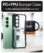 kelpuj Shock Proof Clear Protective Back Case for Infinix Hot 50 5G - AirEDGE Technology | 360 Degree Camera Protection | Transparent Hybrid Back Case Mobile Cover - Black - Image 7